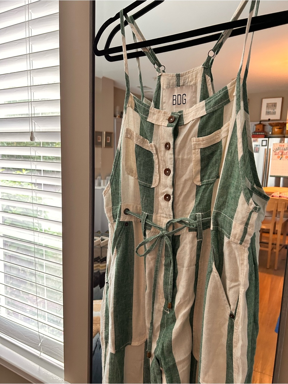 BDG Urban Outfitters Green & White Striped Utility Jumpsuit Med/Med - Picture 7 of 8